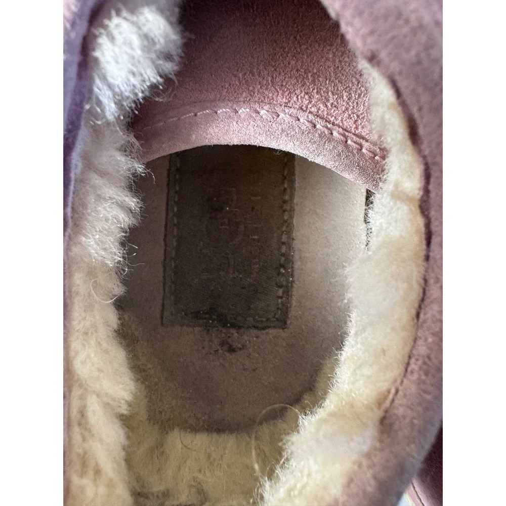 UGG Suede Shearling Lined Sneakers Women Size 5.5 Purple Lace Up Minimalist‎